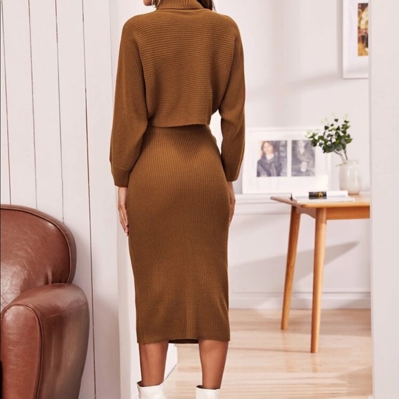 Turtleneck knit sweater skirt and set - Picture 5 of 5